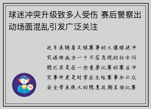 球迷冲突升级致多人受伤 赛后警察出动场面混乱引发广泛关注